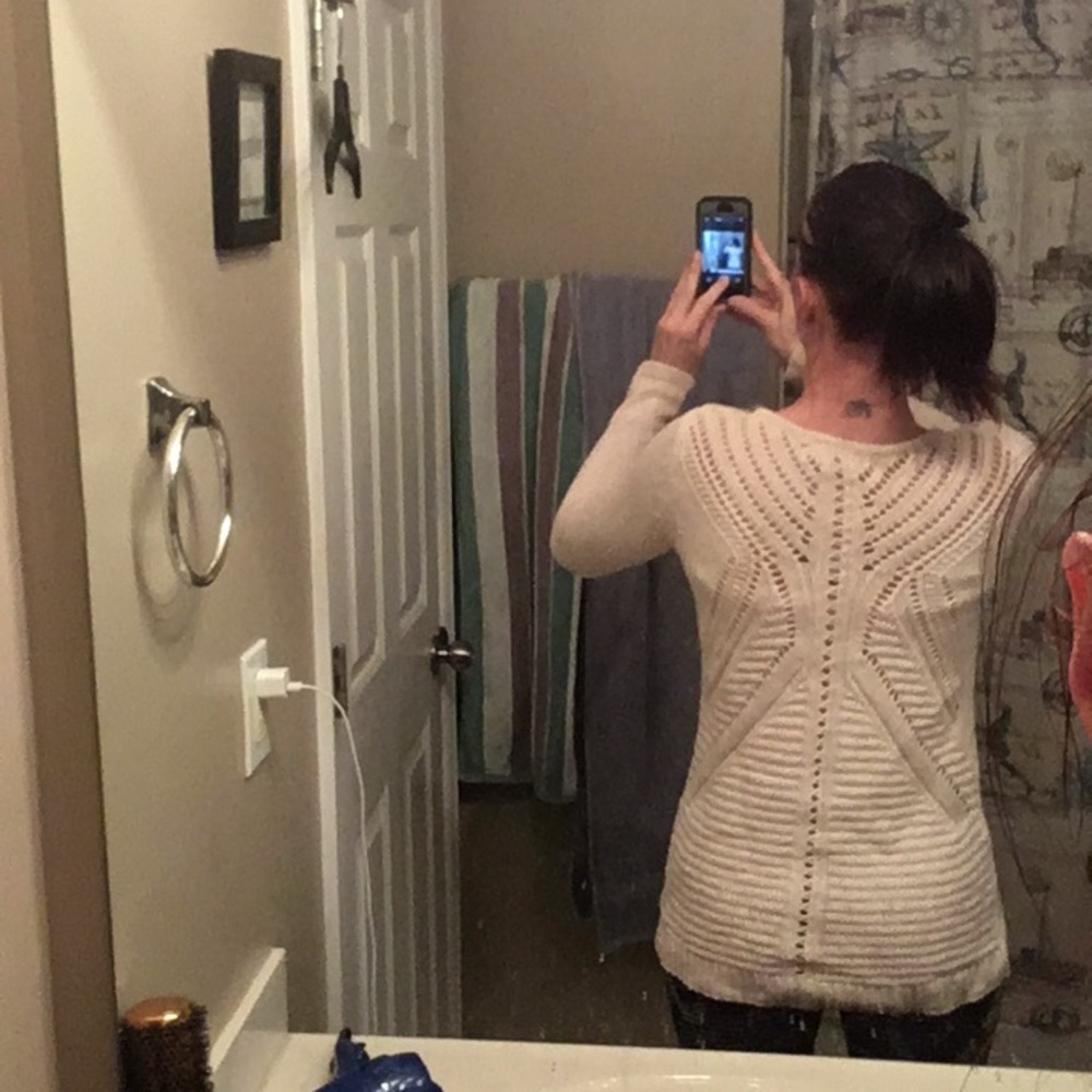 Lauren Conrad cream long knit sweater